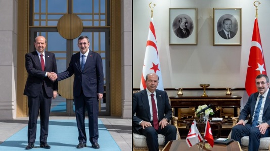 Cumhurbaşkanı Tatar, TC Cumhurbaşkanı Yardımcısı Yılmaz ile bir araya geldi .. Yılmaz:Kıbrıs Türk halkının refahını artırmak için iş birliğimizi her alanda sürdüreceğiz – BRTK