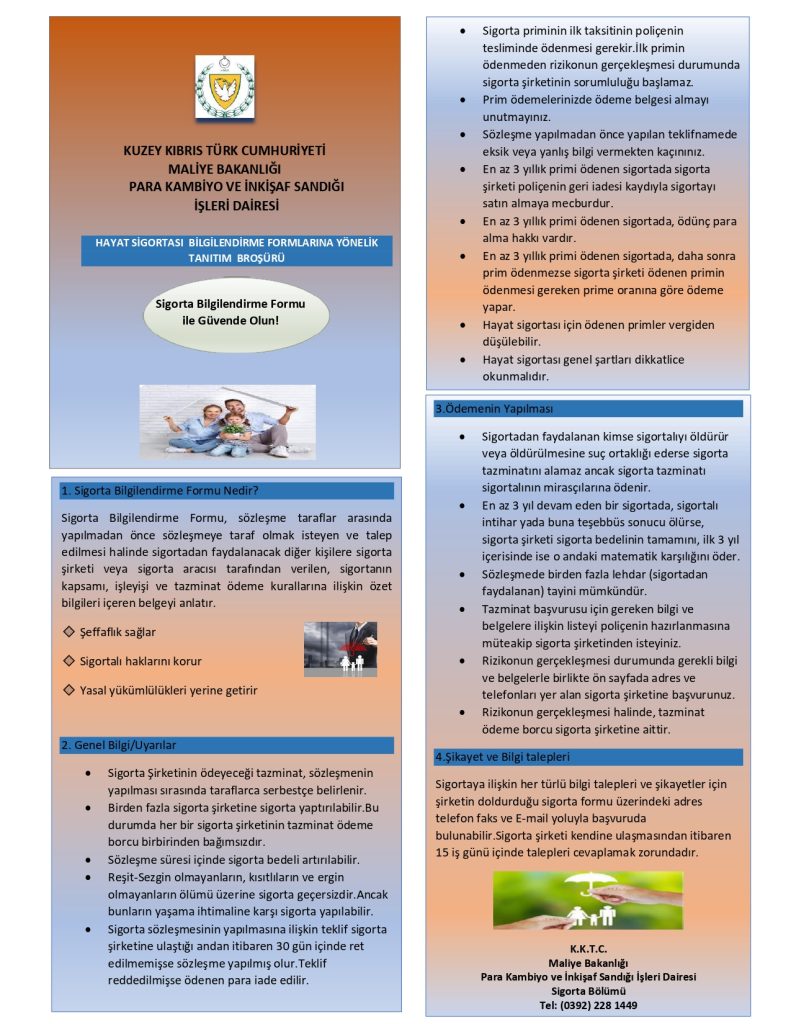 “Hayat Dışı Sigortası ve Hayat Sigortası Bilgilendirme Formları”na yönelik tanıtım broşürü hazırlandı – BRTK