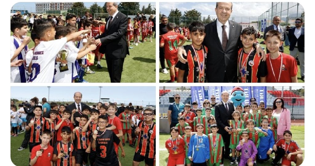 Cumhurbaşkanı Tatar, 2. Merit İlkokullararası Futbol Şenliği’ne katılan öğrencilere kupa ve madalyalarını takdim etti – BRTK