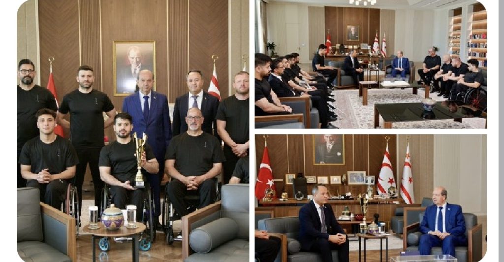 Cumhurbaşkanı Tatar, KKTC Engelliler Spor Federasyonu Başkanı Ahmet Akdeniz ve Vakıflar Tekerlekli Sandalye Basketbol takımını kabul etti – BRTK