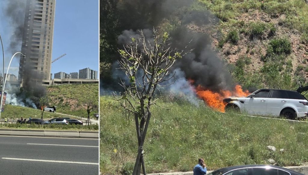 Lüks cip yolun ortasında yandı