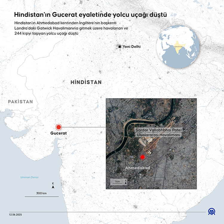 Hindistan’ın Gucerat eyaletinde çok sayıda yolcunun bulunduğu uçak düştü – BRTK
