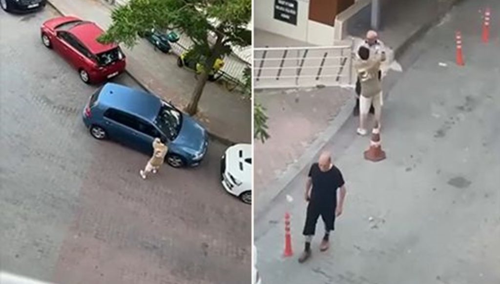 Kağıthane’de korku dolu anlar: Araçların aynalarını kırdı, güvenlik görevlisine saldırdı