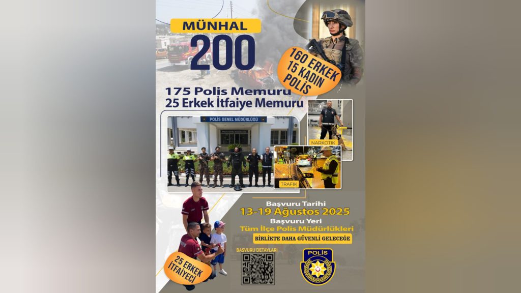 Polis, 200 polis/itfaiye memuru münhali duyurdu… Başvurular 13 Ağustos’ta… – BRTK