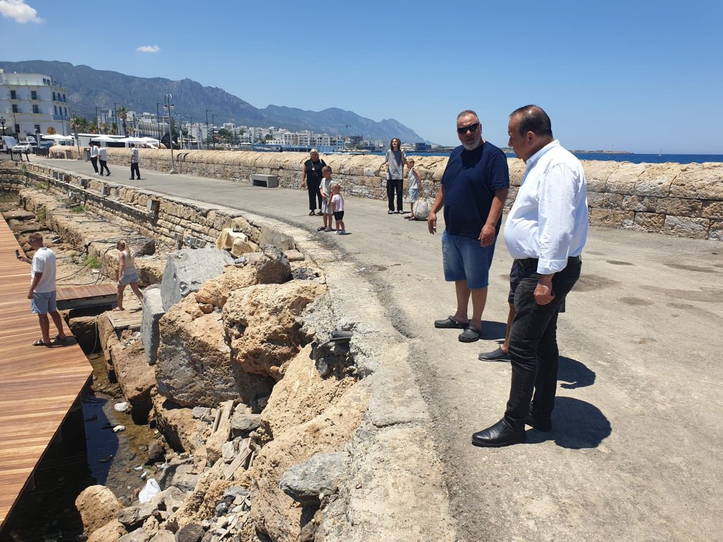Ataoğlu, Girne Antik Liman’daki iskele çalışmalarını inceledi – BRTK