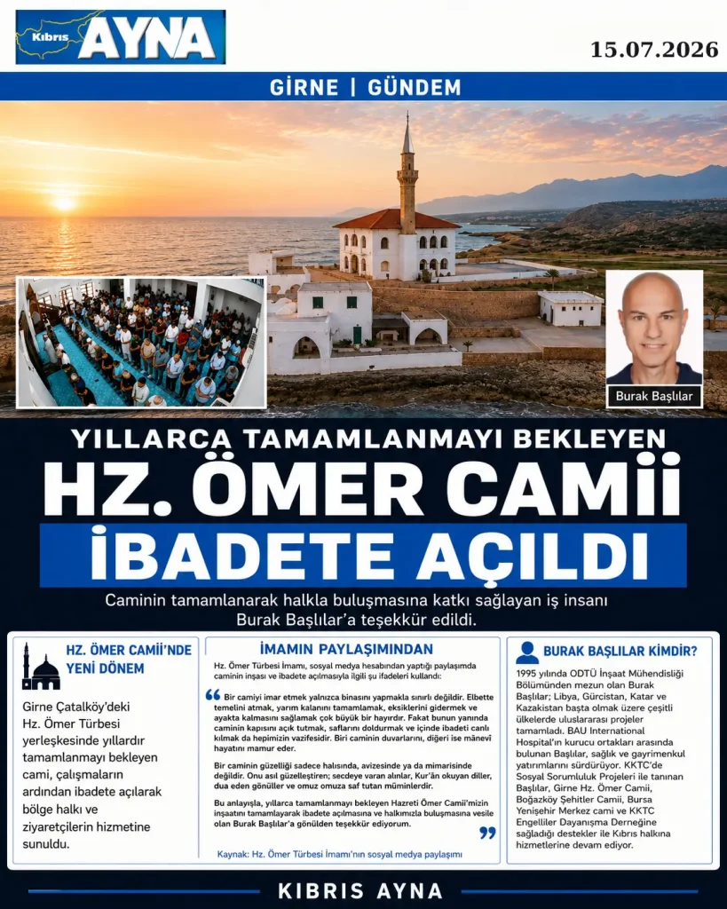 Hazreti Ömer Camii İbadete Açıldı: İmam Karal’dan Birlik ve Kardeşlik Vurgusu