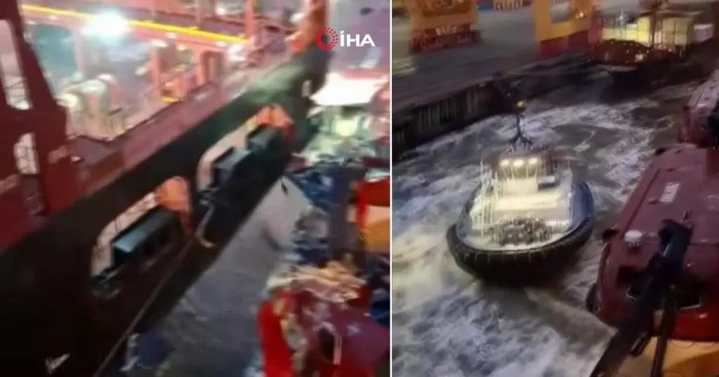 Almanya’da yolcu gemisi yük gemisine çarptı. Facianın eşiğinden dönülen kaza kamerada